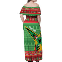 Personalized Guyana Cricket Christmas Family Matching Off Shoulder Maxi Dress and Hawaiian Shirt Amazon Warriors Merry Xmas - Wonder Print Shop