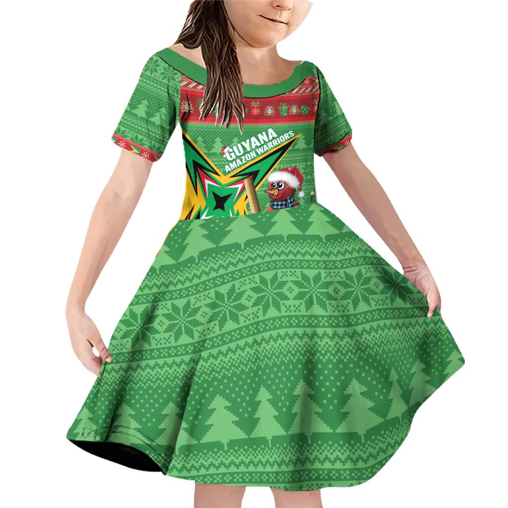 Personalized Guyana Cricket Christmas Family Matching Off Shoulder Short Dress and Hawaiian Shirt Amazon Warriors Merry Xmas - Wonder Print Shop
