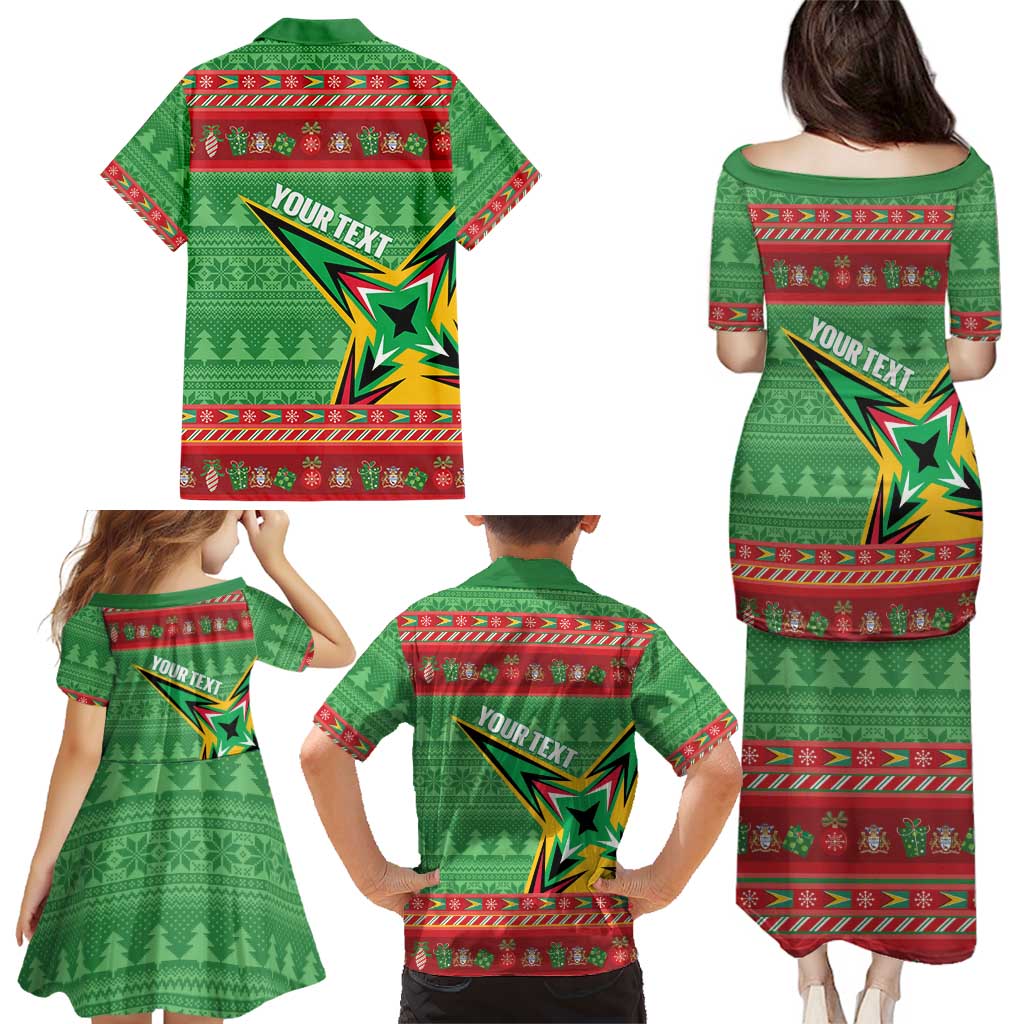 Personalized Guyana Cricket Christmas Family Matching Puletasi and Hawaiian Shirt Amazon Warriors Merry Xmas - Wonder Print Shop