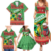 Personalized Guyana Cricket Christmas Family Matching Summer Maxi Dress and Hawaiian Shirt Amazon Warriors Merry Xmas - Wonder Print Shop