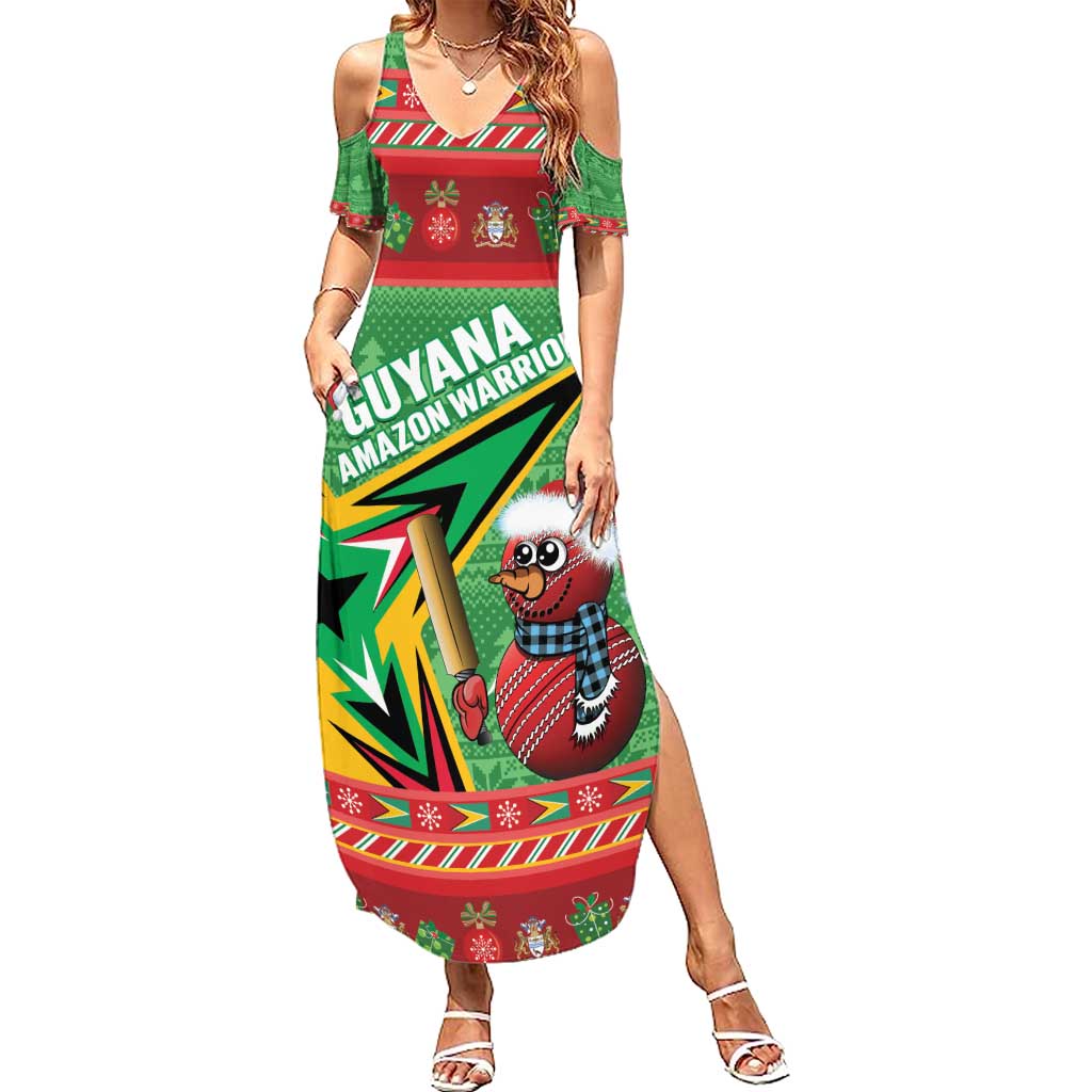 Personalized Guyana Cricket Christmas Family Matching Summer Maxi Dress and Hawaiian Shirt Amazon Warriors Merry Xmas - Wonder Print Shop