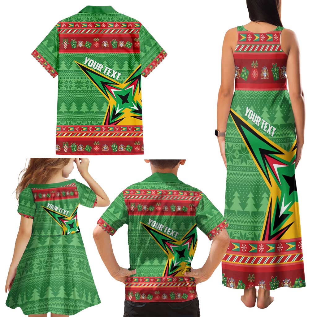Personalized Guyana Cricket Christmas Family Matching Tank Maxi Dress and Hawaiian Shirt Amazon Warriors Merry Xmas - Wonder Print Shop