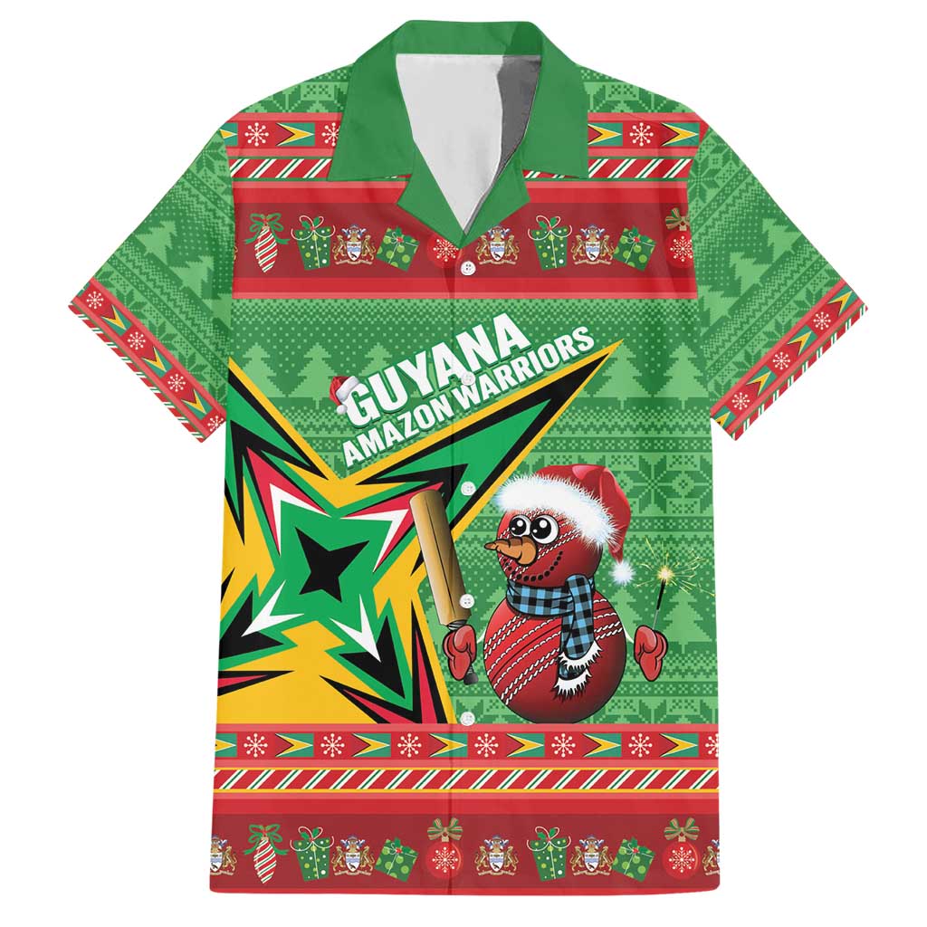 Personalized Guyana Cricket Christmas Hawaiian Shirt Amazon Warriors Merry Xmas - Wonder Print Shop