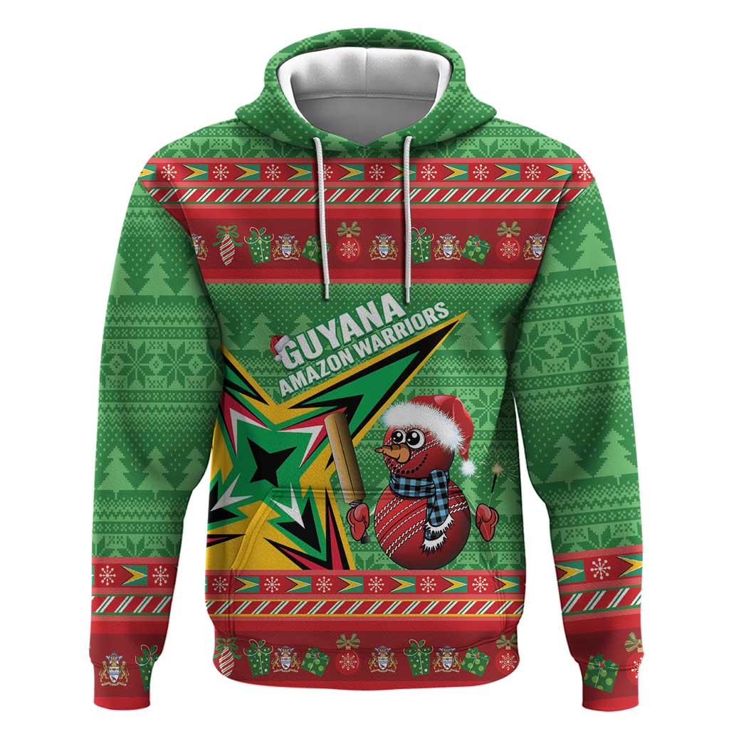 Personalized Guyana Cricket Christmas Hoodie Amazon Warriors Merry Xmas - Wonder Print Shop