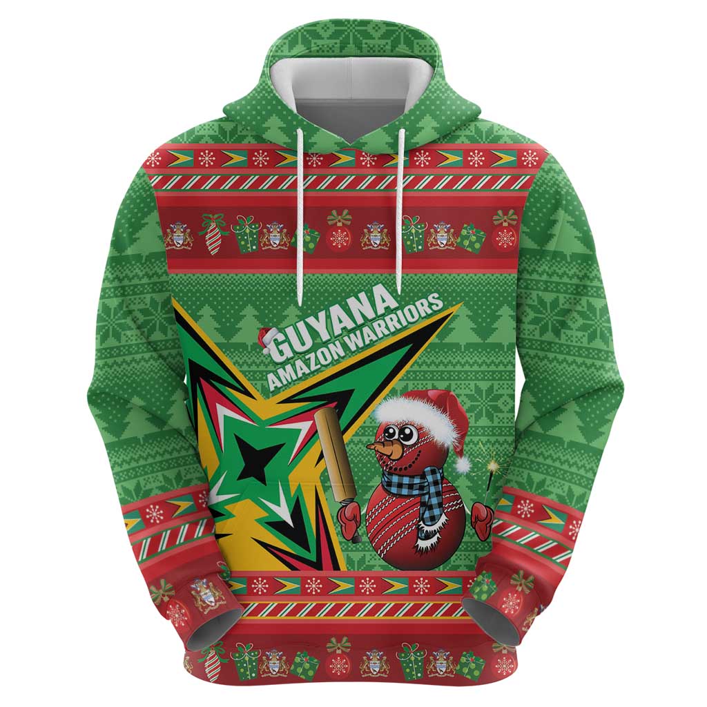 Personalized Guyana Cricket Christmas Hoodie Amazon Warriors Merry Xmas - Wonder Print Shop