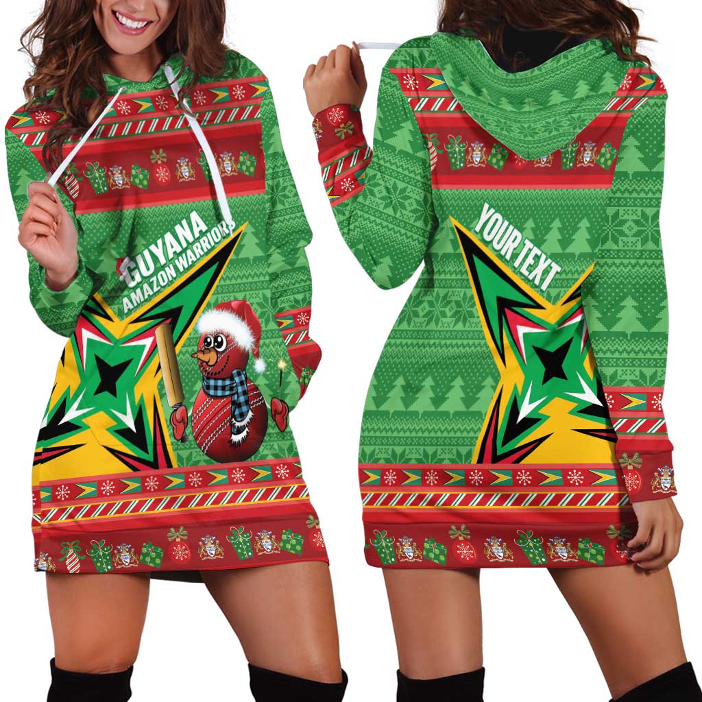 Personalized Guyana Cricket Christmas Hoodie Dress Amazon Warriors Merry Xmas - Wonder Print Shop
