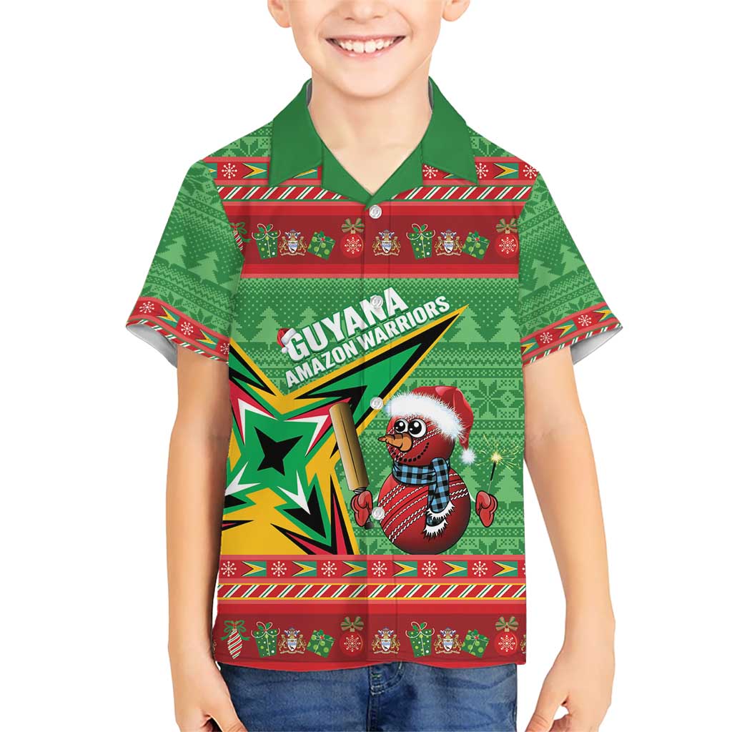 Personalized Guyana Cricket Christmas Kid Hawaiian Shirt Amazon Warriors Merry Xmas - Wonder Print Shop