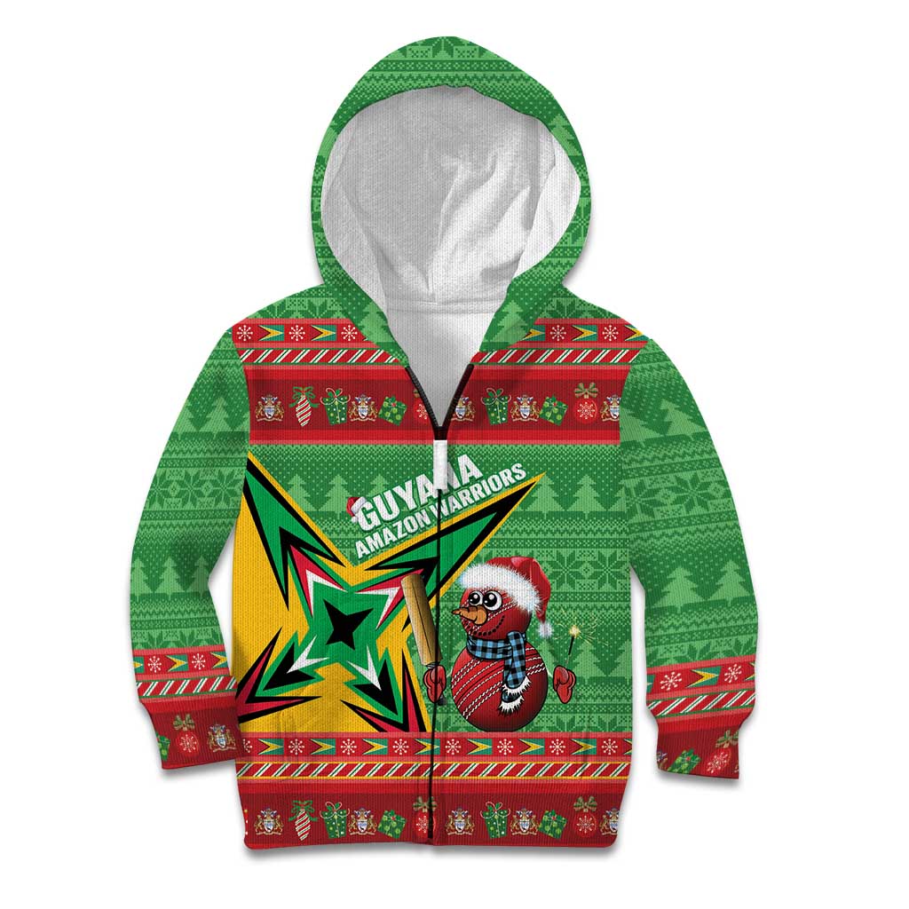 Personalized Guyana Cricket Christmas Kid Hoodie Amazon Warriors Merry Xmas - Wonder Print Shop