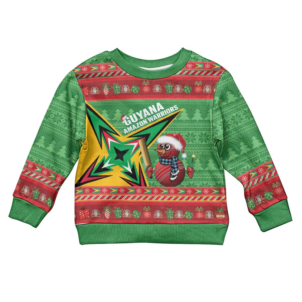 Personalized Guyana Cricket Christmas Kid Ugly Christmas Sweater Amazon Warriors Merry Xmas - Wonder Print Shop