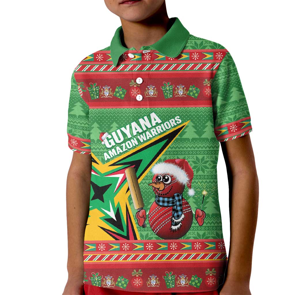 Personalized Guyana Cricket Christmas Kid Polo Shirt Amazon Warriors Merry Xmas - Wonder Print Shop