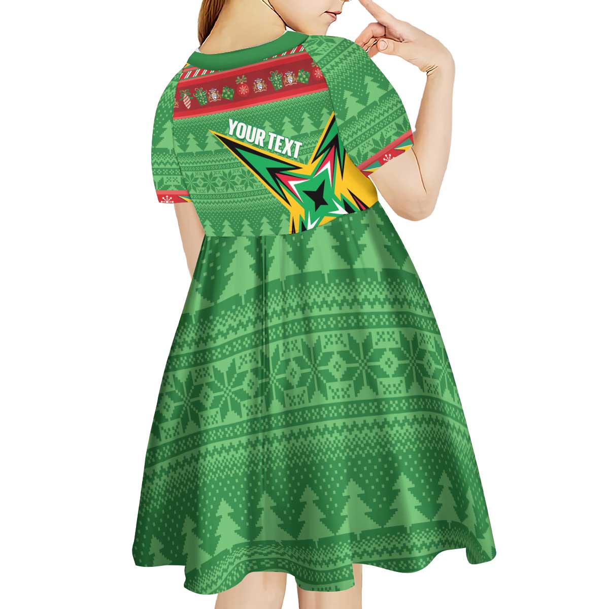 Personalized Guyana Cricket Christmas Kid Short Sleeve Dress Amazon Warriors Merry Xmas - Wonder Print Shop
