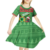 Personalized Guyana Cricket Christmas Kid Short Sleeve Dress Amazon Warriors Merry Xmas - Wonder Print Shop