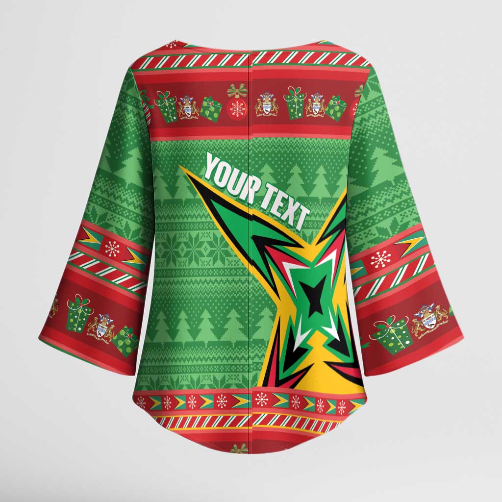 Personalized Guyana Cricket Christmas Kimono Sleeve Blouse Amazon Warriors Merry Xmas - Wonder Print Shop