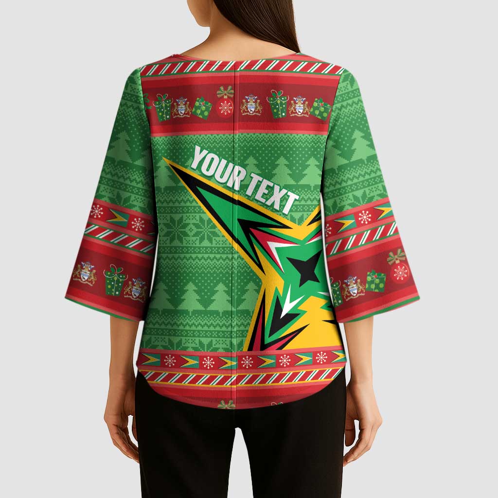 Personalized Guyana Cricket Christmas Kimono Sleeve Blouse Amazon Warriors Merry Xmas - Wonder Print Shop