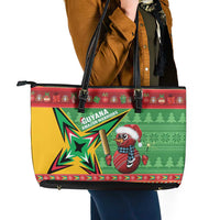 Guyana Cricket Christmas Leather Tote Bag Amazon Warriors Merry Xmas - Wonder Print Shop