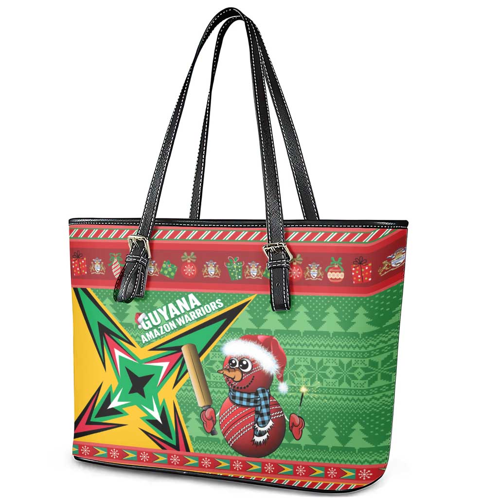 Guyana Cricket Christmas Leather Tote Bag Amazon Warriors Merry Xmas - Wonder Print Shop