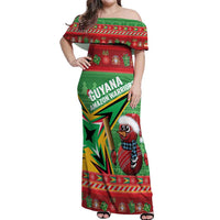 Personalized Guyana Cricket Christmas Off Shoulder Maxi Dress Amazon Warriors Merry Xmas - Wonder Print Shop