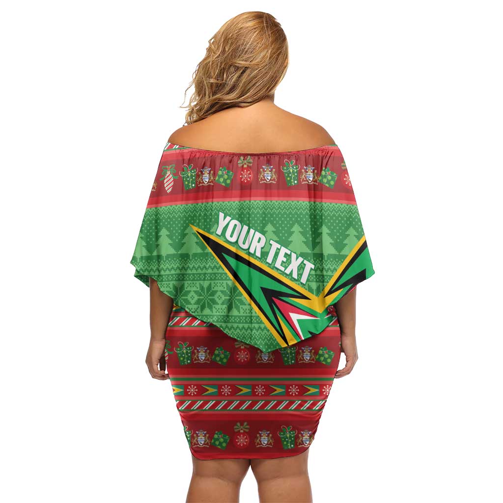 Personalized Guyana Cricket Christmas Off Shoulder Short Dress Amazon Warriors Merry Xmas - Wonder Print Shop