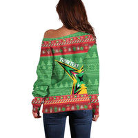 Personalized Guyana Cricket Christmas Off Shoulder Sweater Amazon Warriors Merry Xmas - Wonder Print Shop