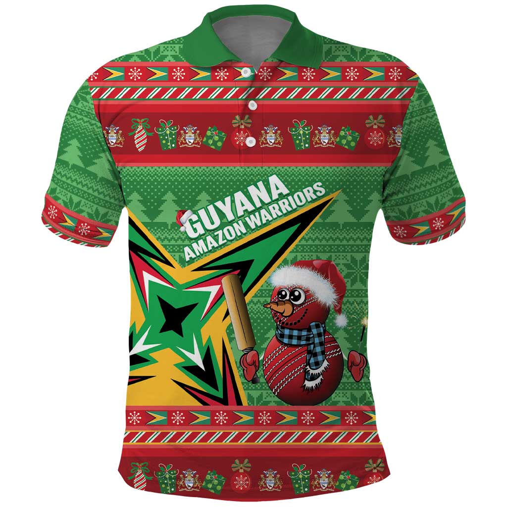 Personalized Guyana Cricket Christmas Polo Shirt Amazon Warriors Merry Xmas - Wonder Print Shop