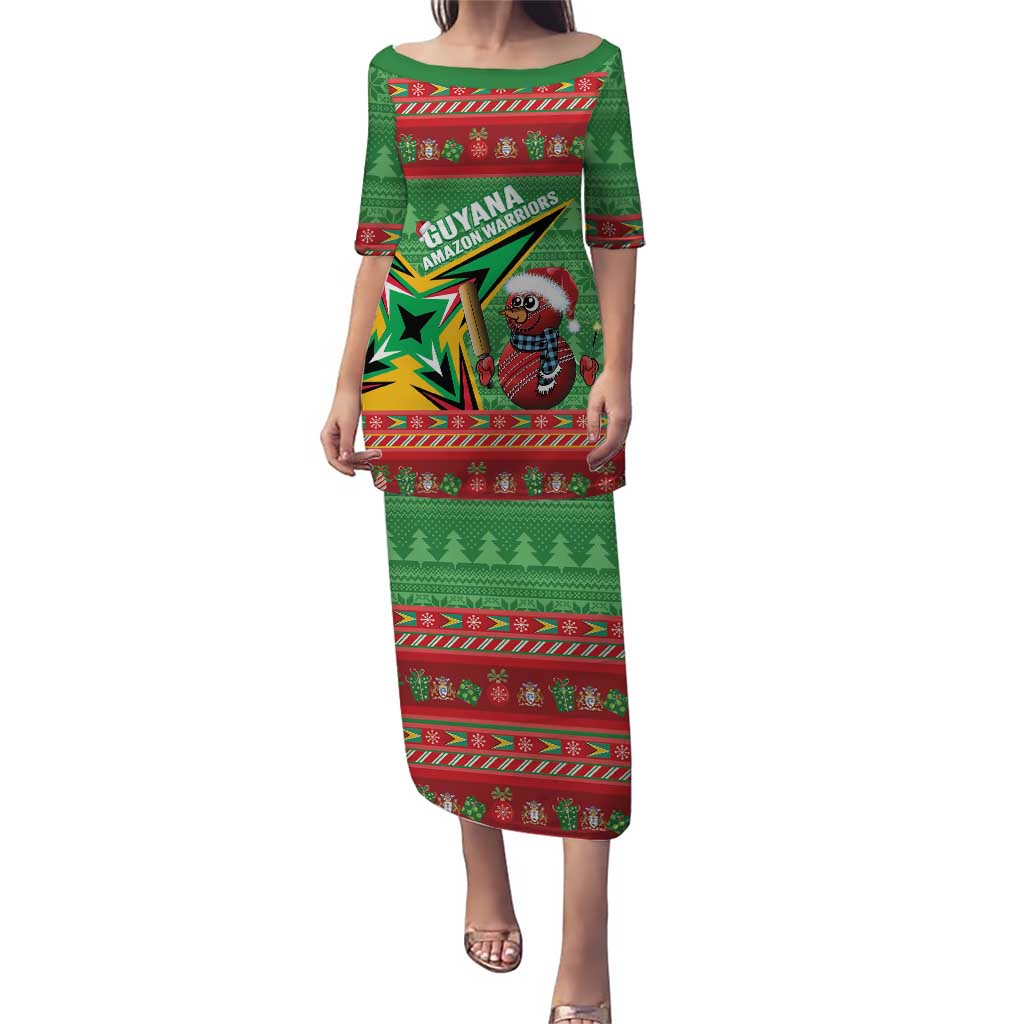 Personalized Guyana Cricket Christmas Puletasi Amazon Warriors Merry Xmas - Wonder Print Shop