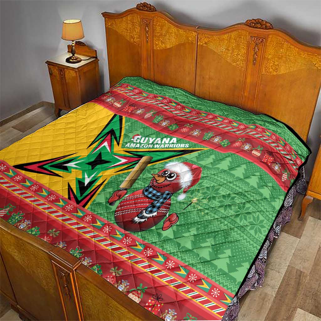 Guyana Cricket Christmas Quilt Amazon Warriors Merry Xmas - Wonder Print Shop