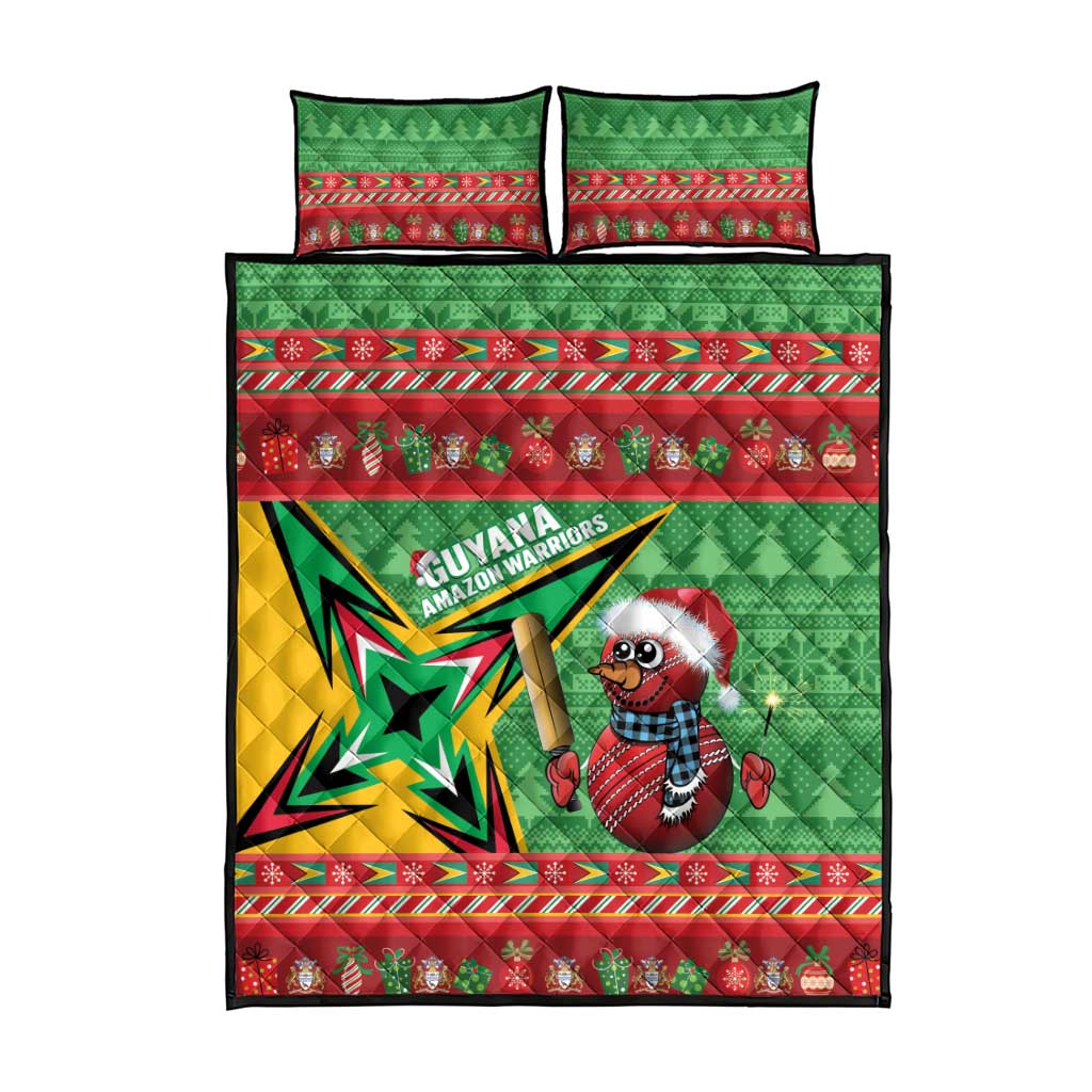 Guyana Cricket Christmas Quilt Bed Set Amazon Warriors Merry Xmas - Wonder Print Shop