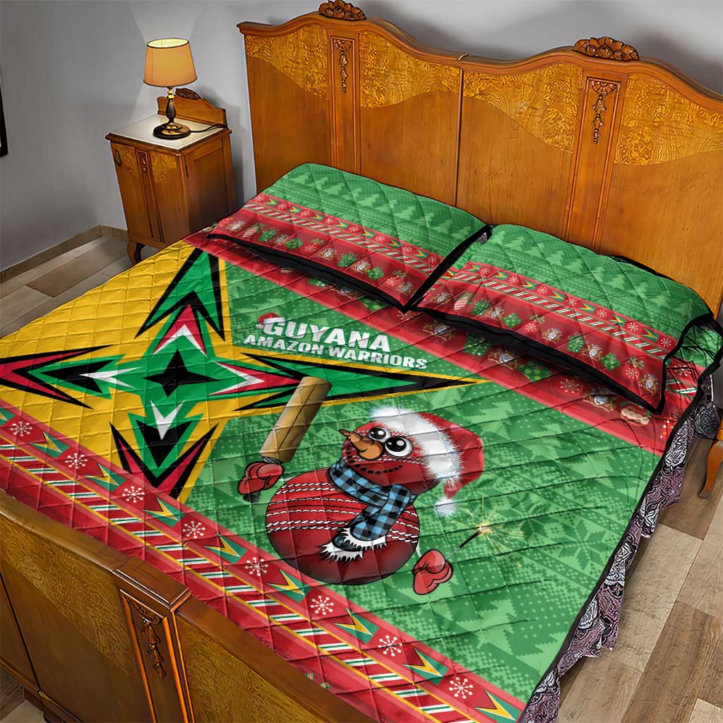 Guyana Cricket Christmas Quilt Bed Set Amazon Warriors Merry Xmas - Wonder Print Shop