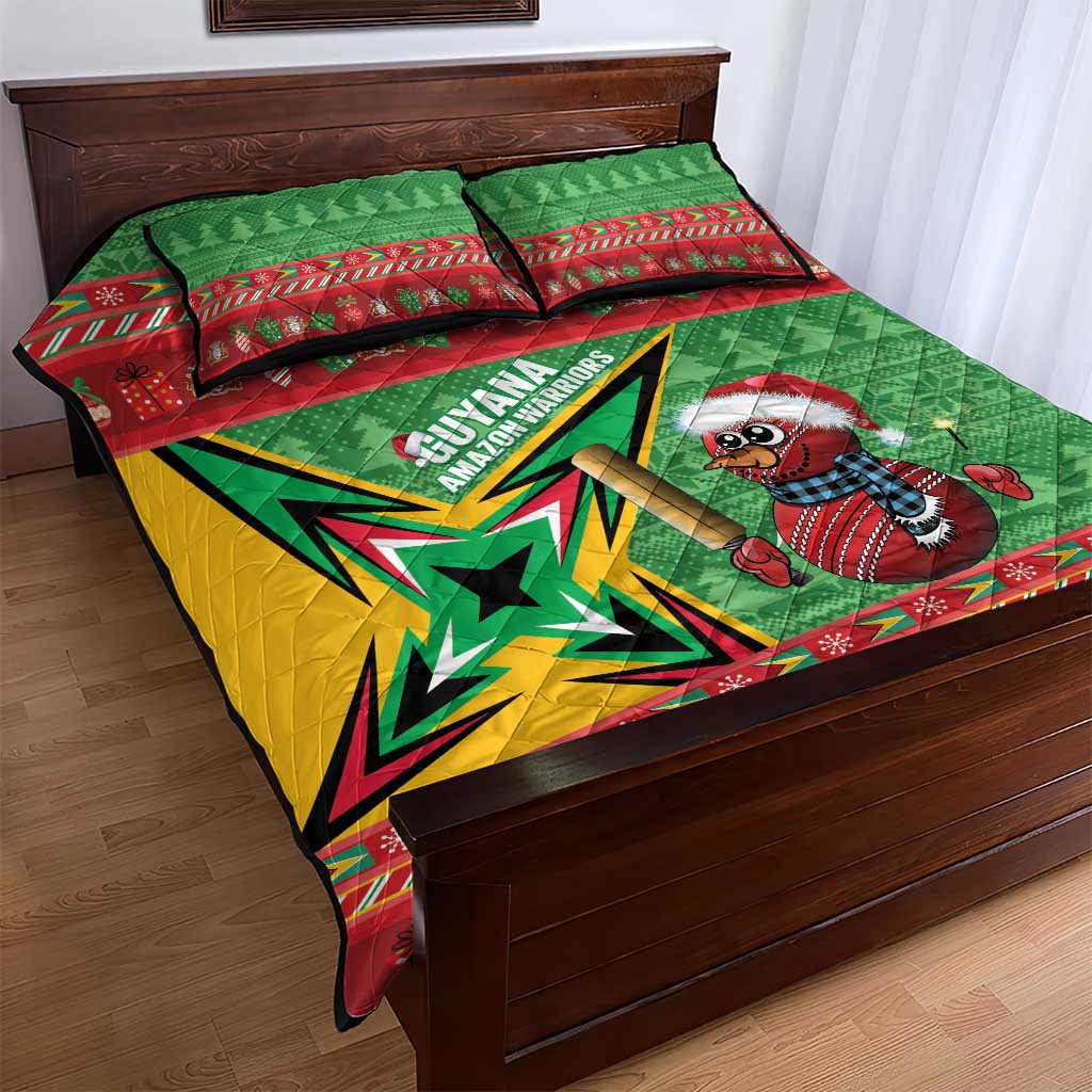 Guyana Cricket Christmas Quilt Bed Set Amazon Warriors Merry Xmas - Wonder Print Shop