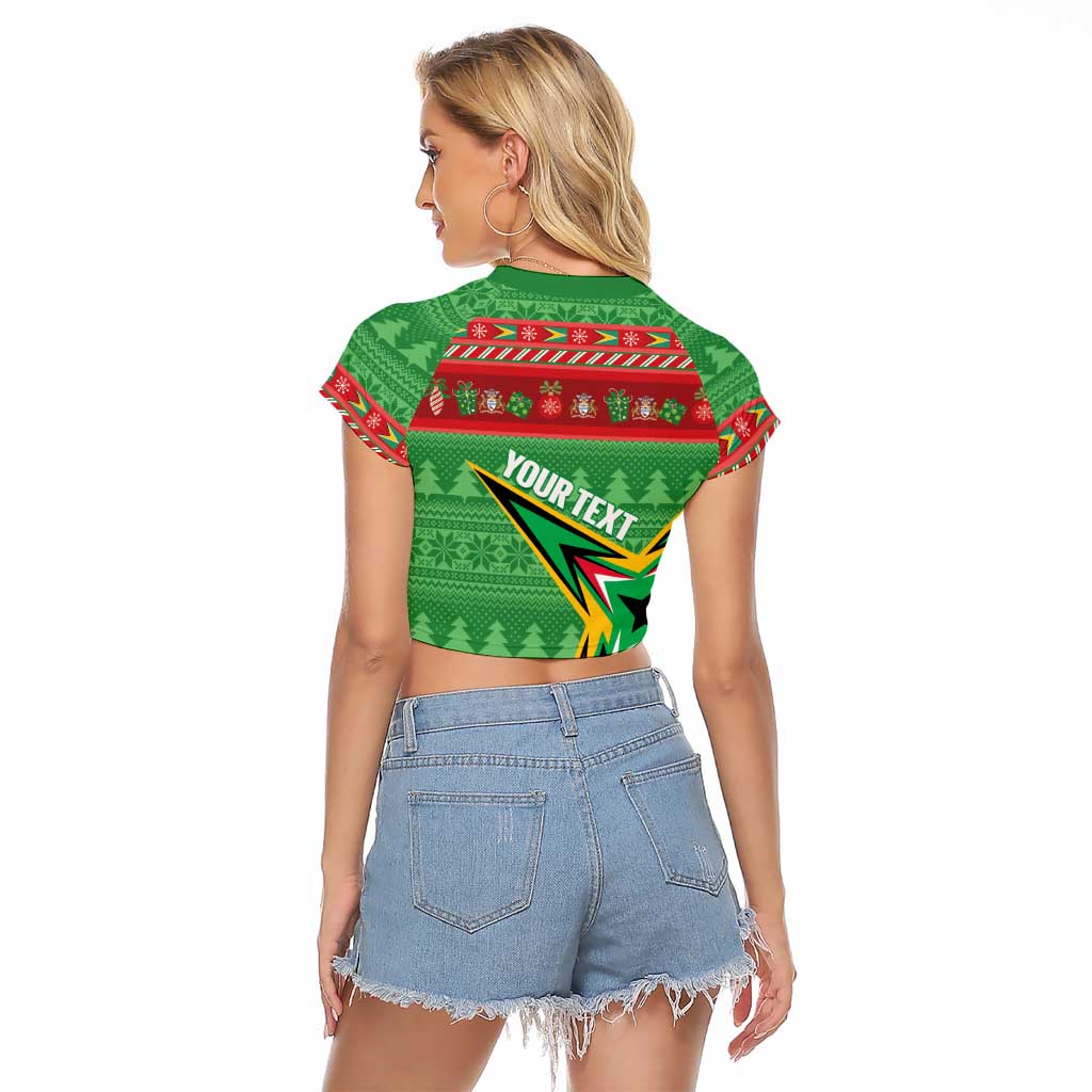 Personalized Guyana Cricket Christmas Raglan Cropped T Shirt Amazon Warriors Merry Xmas - Wonder Print Shop