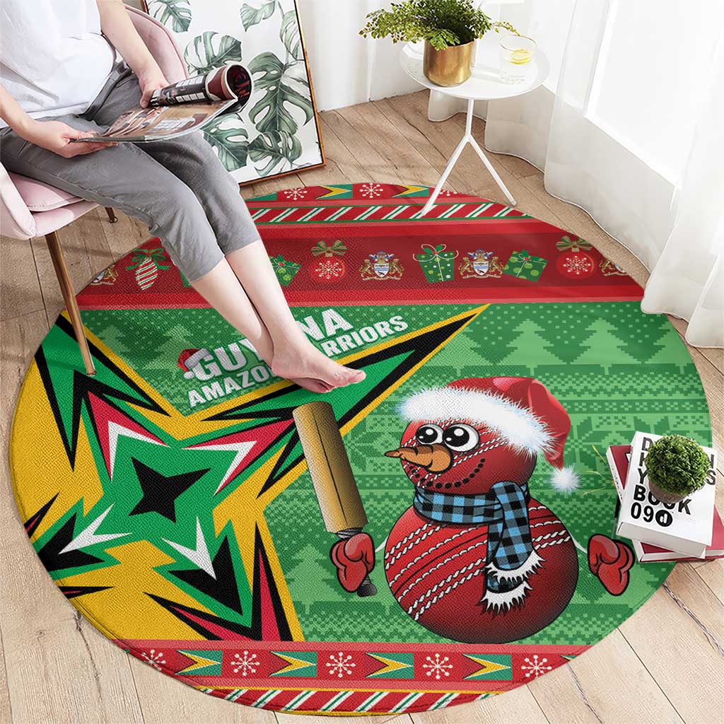 Guyana Cricket Christmas Round Carpet Amazon Warriors Merry Xmas - Wonder Print Shop