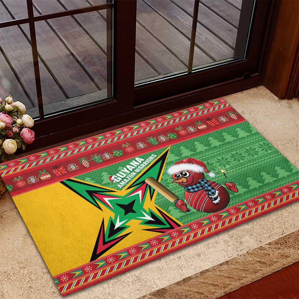Guyana Cricket Christmas Rubber Doormat Amazon Warriors Merry Xmas - Wonder Print Shop