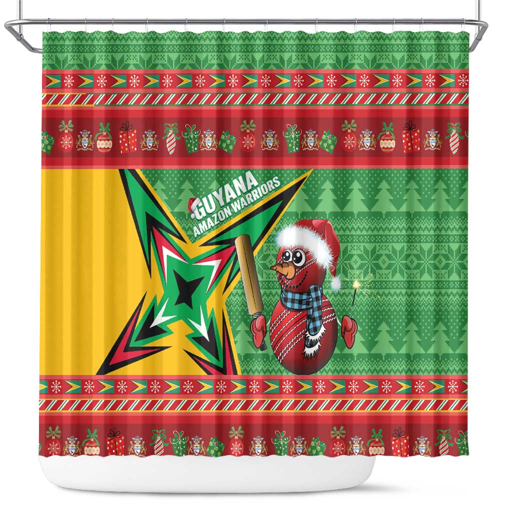 Guyana Cricket Christmas Shower Curtain Amazon Warriors Merry Xmas - Wonder Print Shop