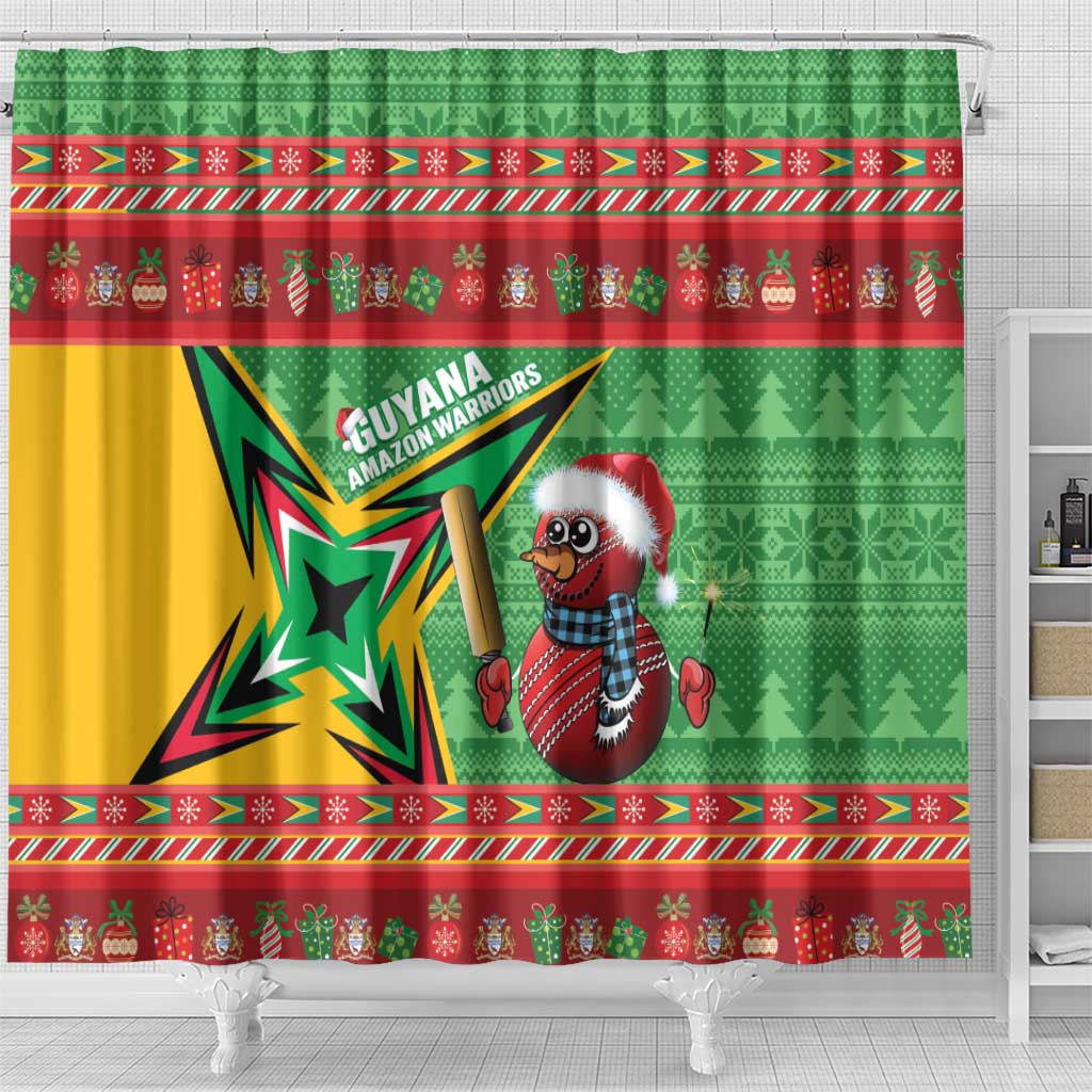 Guyana Cricket Christmas Shower Curtain Amazon Warriors Merry Xmas - Wonder Print Shop