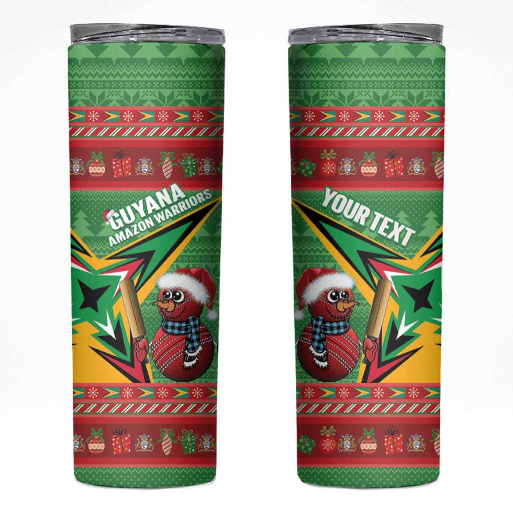 Personalized Guyana Cricket Christmas Skinny Tumbler Amazon Warriors Merry Xmas - Wonder Print Shop