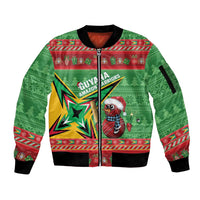Personalized Guyana Cricket Christmas Sleeve Zip Bomber Jacket Amazon Warriors Merry Xmas - Wonder Print Shop
