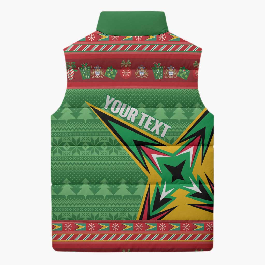 Personalized Guyana Cricket Christmas Sleeveless Puffer Jacket Amazon Warriors Merry Xmas - Wonder Print Shop