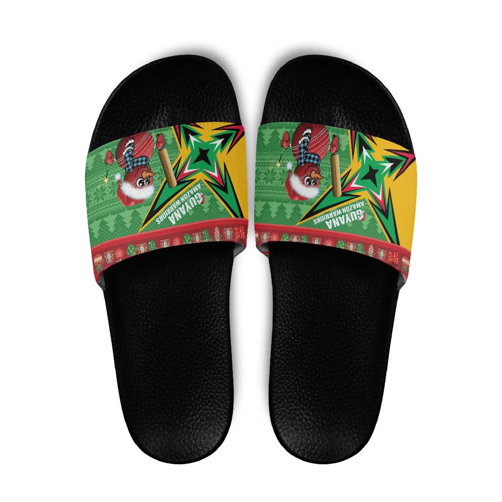 Guyana Cricket Christmas Slide Sandals Amazon Warriors Merry Xmas - Wonder Print Shop
