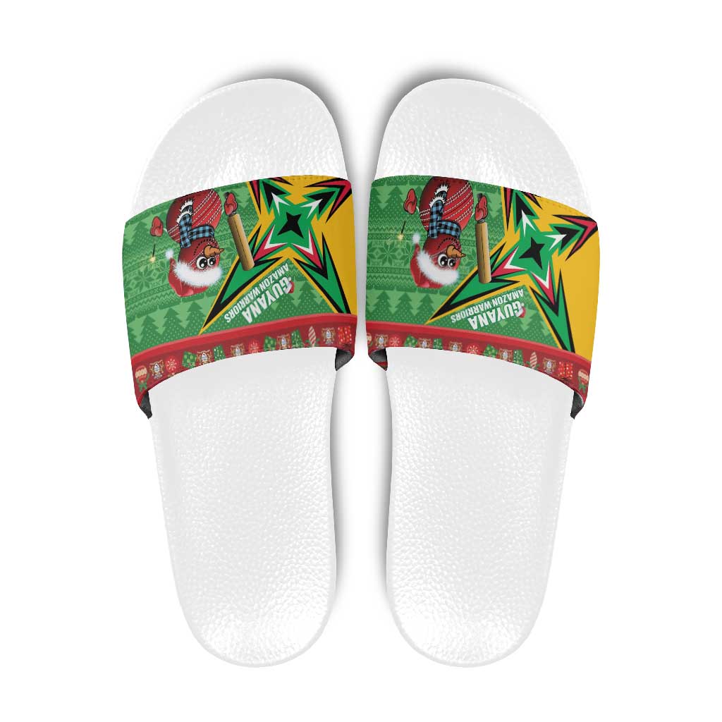 Guyana Cricket Christmas Slide Sandals Amazon Warriors Merry Xmas - Wonder Print Shop