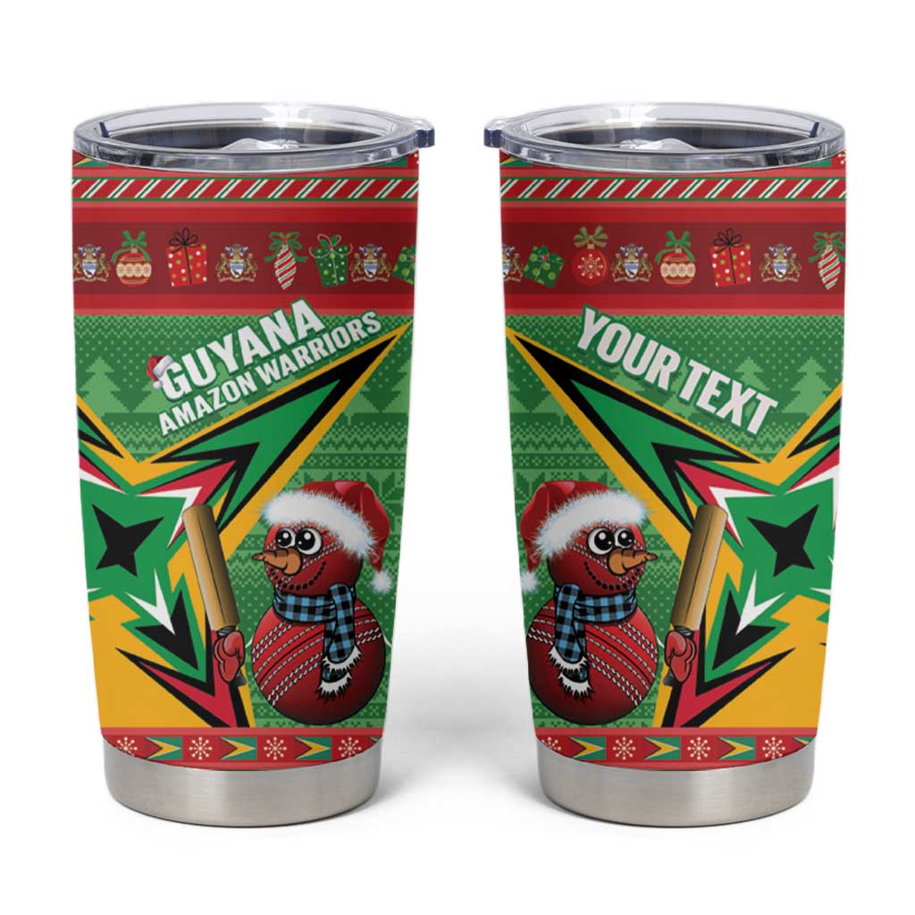 Personalized Guyana Cricket Christmas Tumbler Cup Amazon Warriors Merry Xmas - Wonder Print Shop
