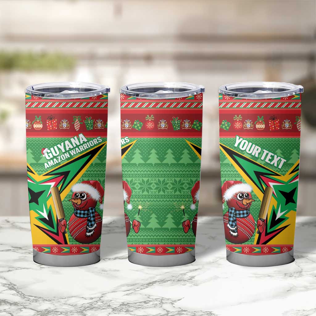 Personalized Guyana Cricket Christmas Tumbler Cup Amazon Warriors Merry Xmas - Wonder Print Shop