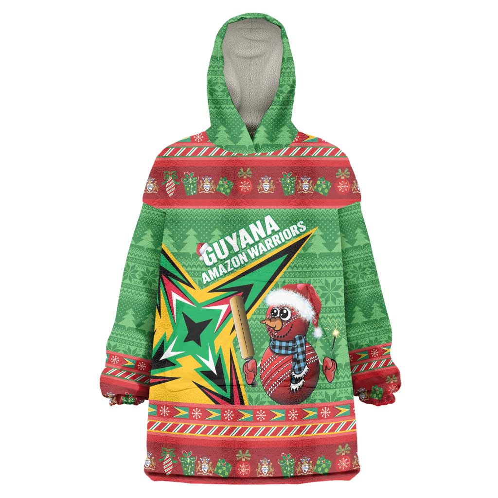 Personalized Guyana Cricket Christmas Wearable Blanket Hoodie Amazon Warriors Merry Xmas - Wonder Print Shop