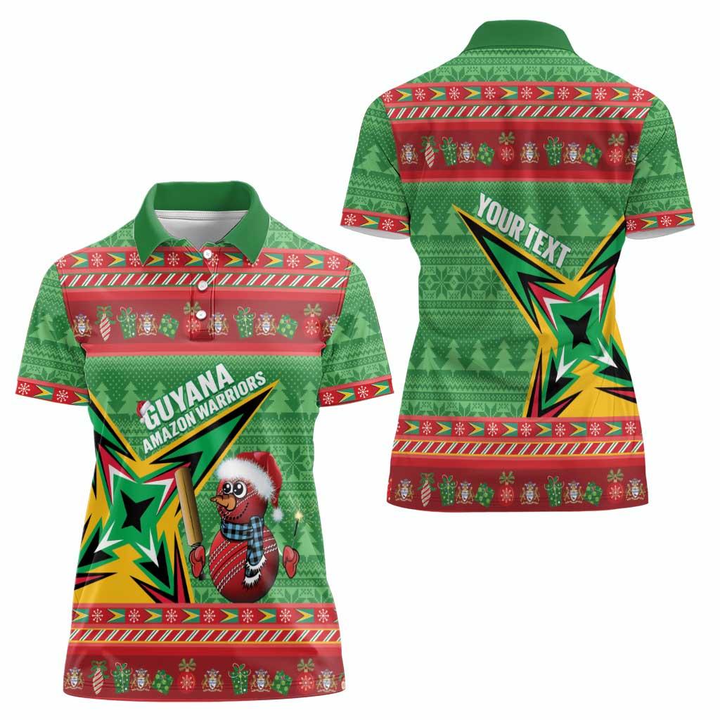 Personalized Guyana Cricket Christmas Women Polo Shirt Amazon Warriors Merry Xmas - Wonder Print Shop