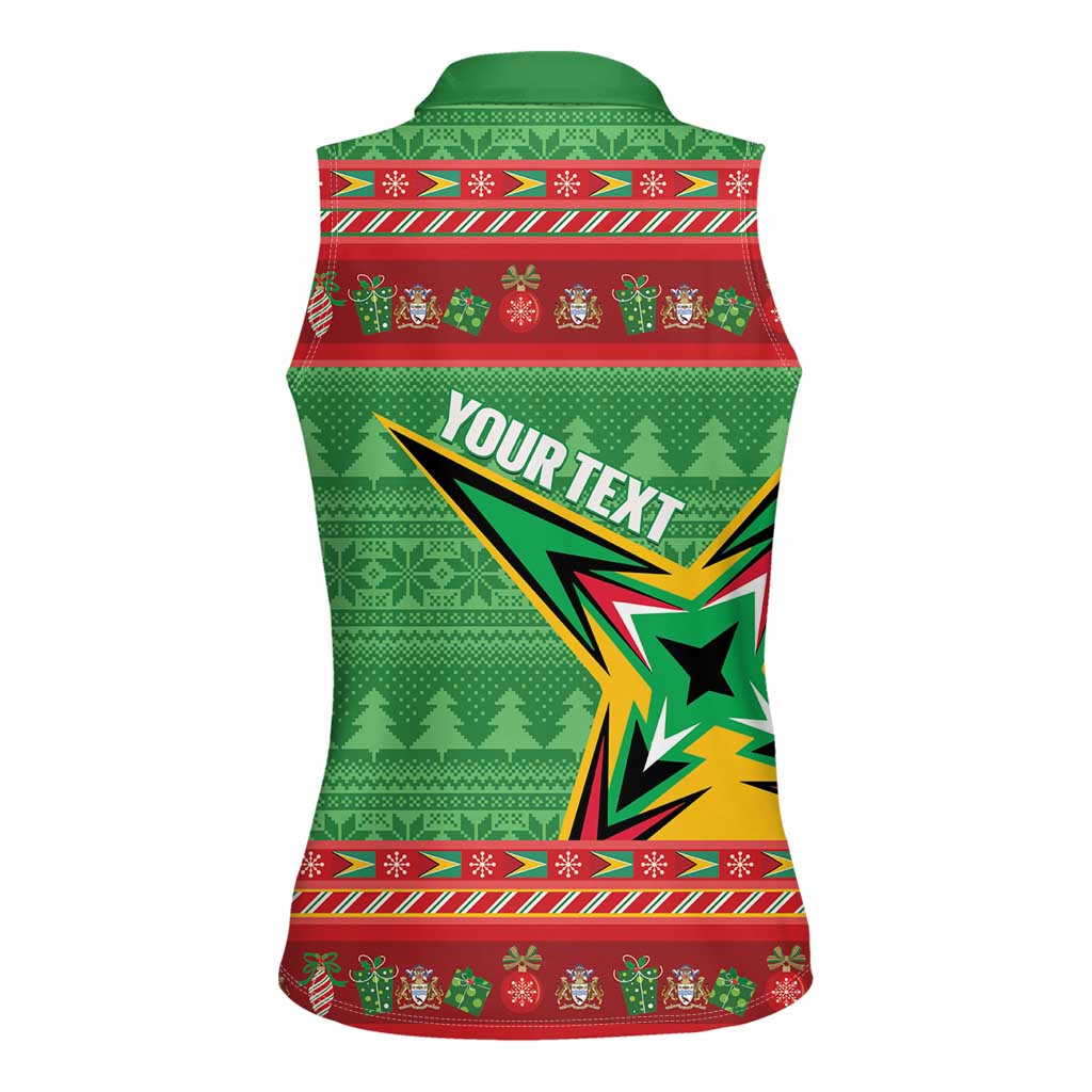 Personalized Guyana Cricket Christmas Women Sleeveless Polo Shirt Amazon Warriors Merry Xmas - Wonder Print Shop