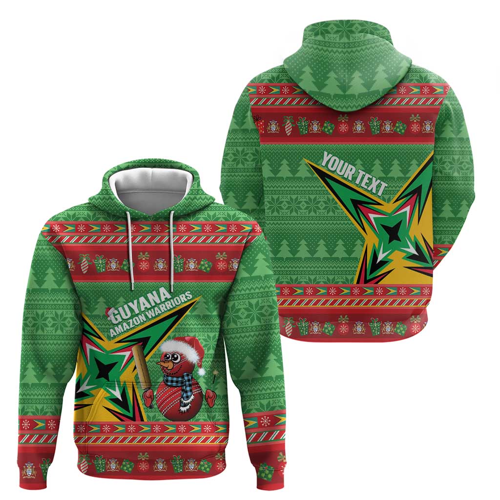 Personalized Guyana Cricket Christmas Zip Hoodie Amazon Warriors Merry Xmas - Wonder Print Shop