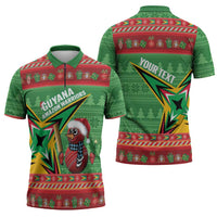 Personalized Guyana Cricket Christmas Zipper Polo Shirt Amazon Warriors Merry Xmas - Wonder Print Shop