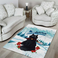 Iceland Yule Cat Christmas Area Rug Jolakotturinn With Poinsettia - Winter Vibes - Wonder Print Shop