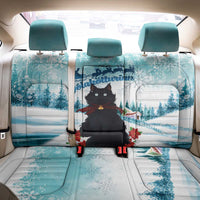 Iceland Yule Cat Christmas Back Car Seat Cover Jolakotturinn With Poinsettia - Winter Vibes - Wonder Print Shop