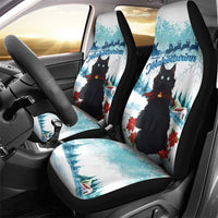 Iceland Yule Cat Christmas Car Seat Cover Jolakotturinn With Poinsettia - Winter Vibes - Wonder Print Shop
