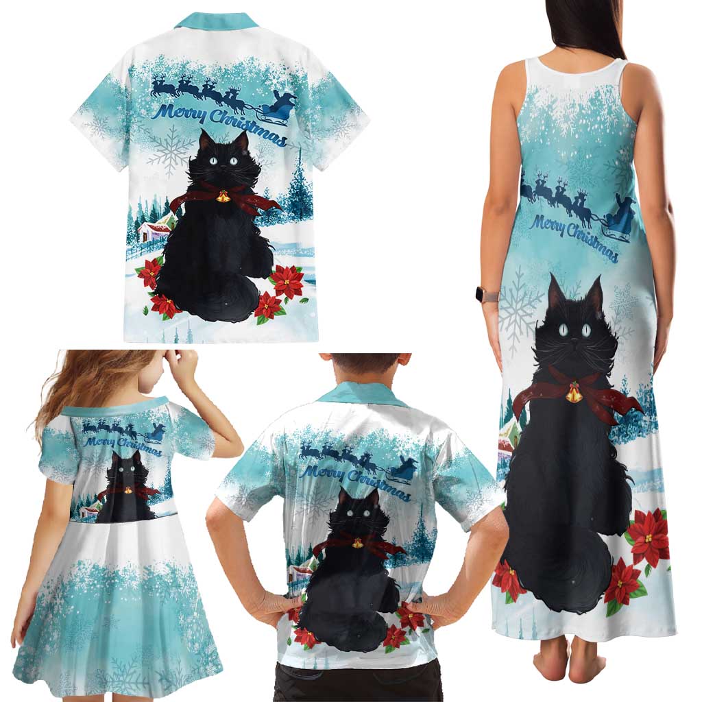 Iceland Yule Cat Christmas Family Matching Tank Maxi Dress and Hawaiian Shirt Jolakotturinn With Poinsettia - Winter Vibes - Wonder Print Shop